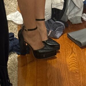 SHEIN Glossy Black Platform Heels